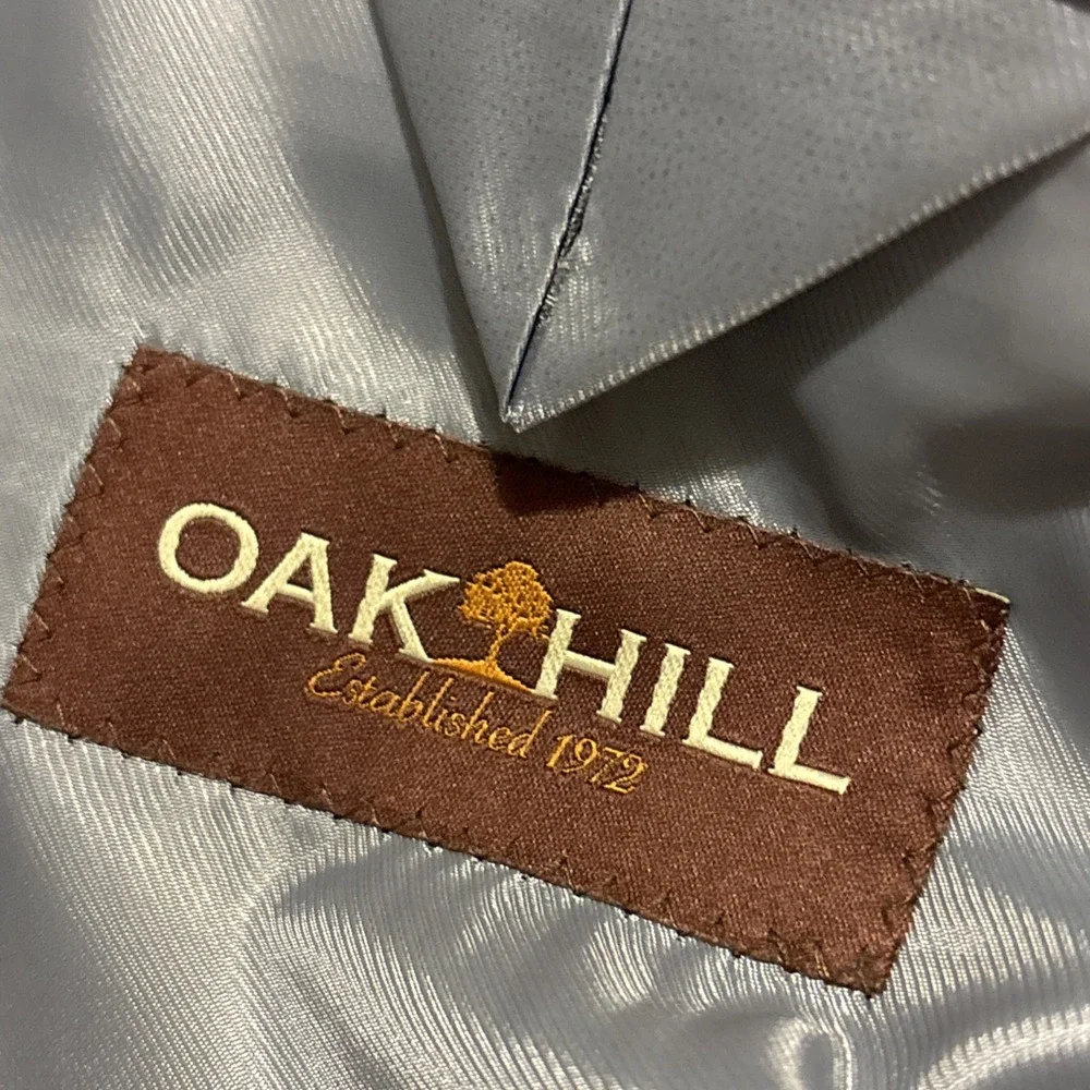 Oak Hill Blazer Sport Coat Mens 2XL 50/52R Gray Chambray Linen Cotton Blend